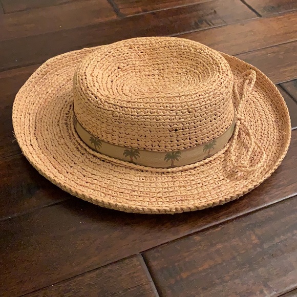 Scala Natural Raffia Straw Hat with Palm Tree Band EUC - Picture 5 of 8